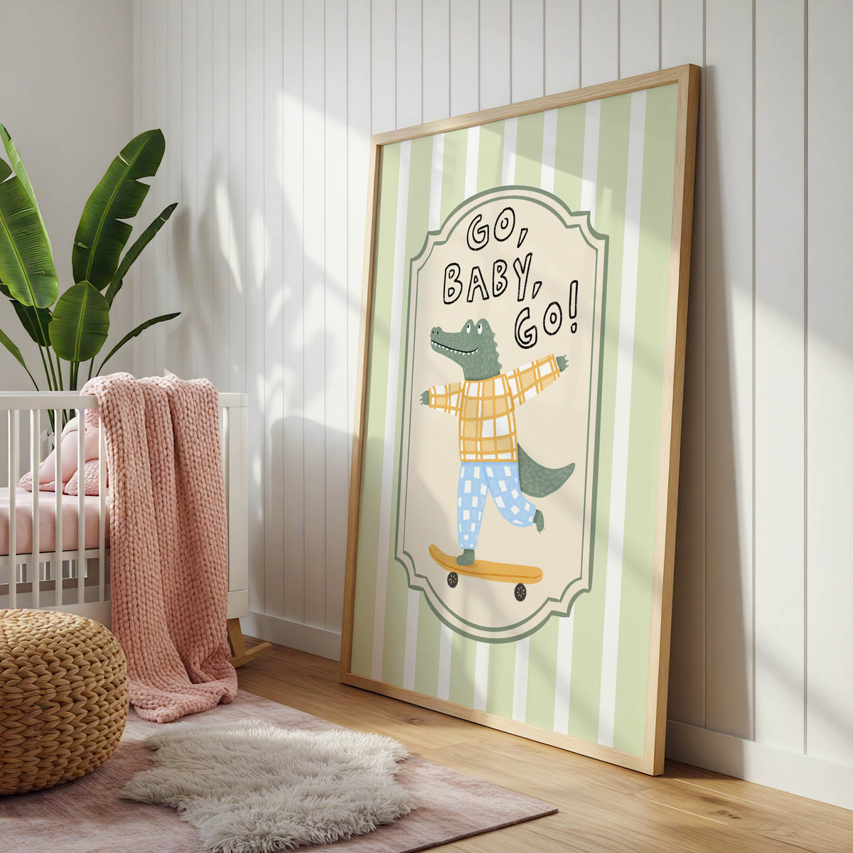 Go Baby Go Crocodile Nursery Wall Art Print