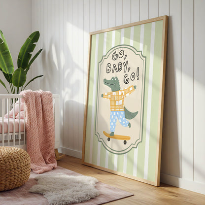 Go Baby Go Crocodile Nursery Wall Art Print