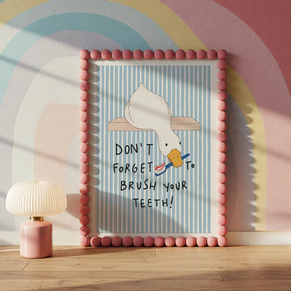 Brush Your Teeth Duck Print