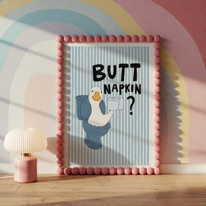 Butt Napkin Duck Bathroom Print