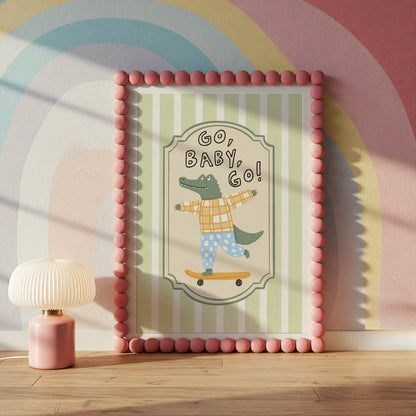 Go Baby Go Crocodile Nursery Wall Art Print