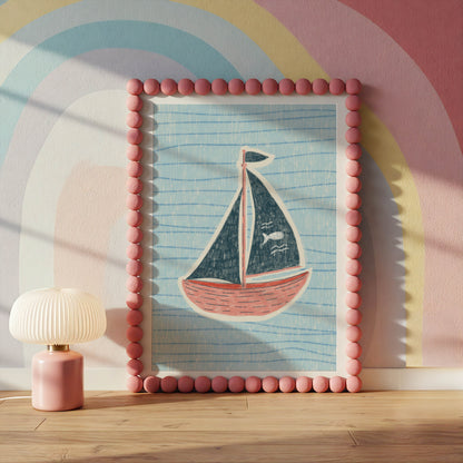Vintage Sailboat Nursery Print