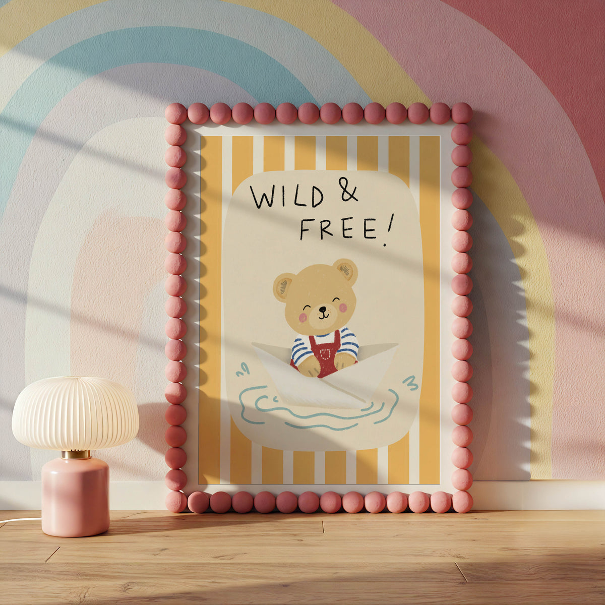 Wild & Free Bear Paper Boat Nursery Print