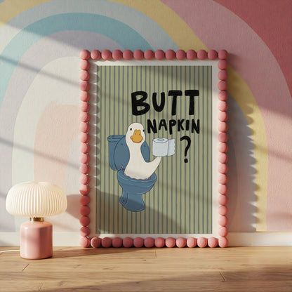 Butt Napkin Duck Bathroom Print