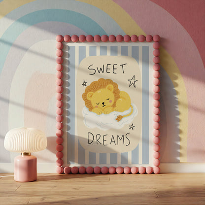 Sweet Dreams Sleeping Lion Nursery Print