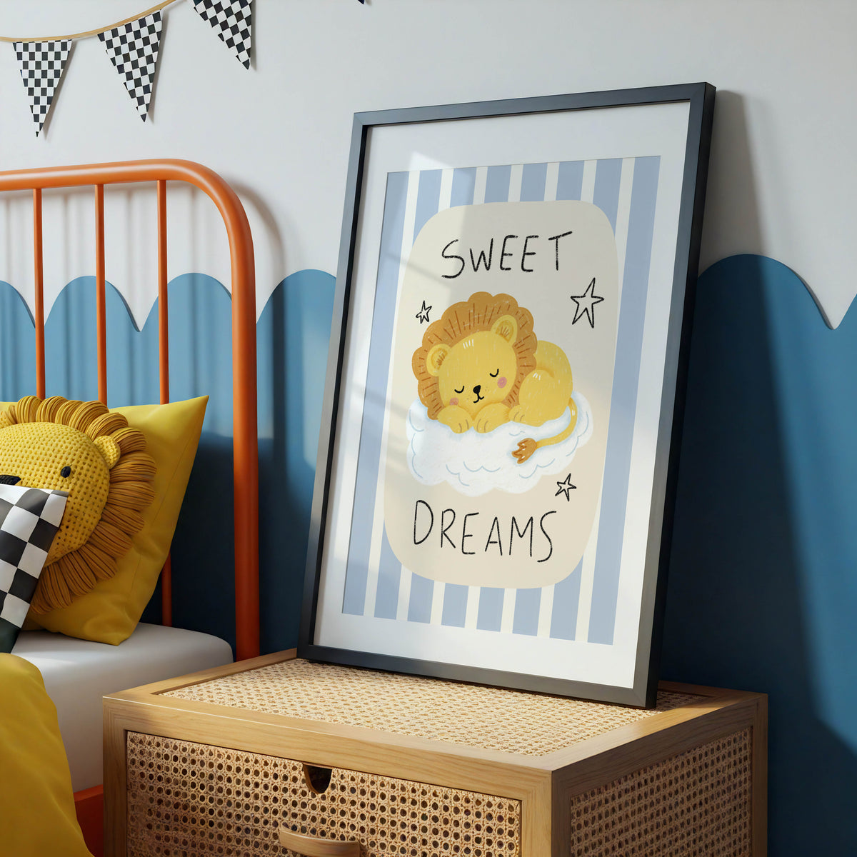 Sweet Dreams Sleeping Lion Nursery Print