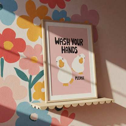 Wash Your Hands Duck Bathroom Print