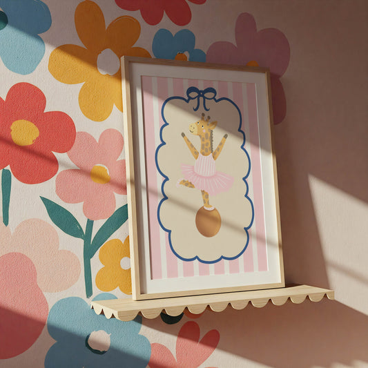 Ballerina Giraffe Nursery Wall Art Print