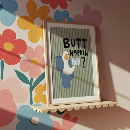 Butt Napkin Duck Bathroom Print