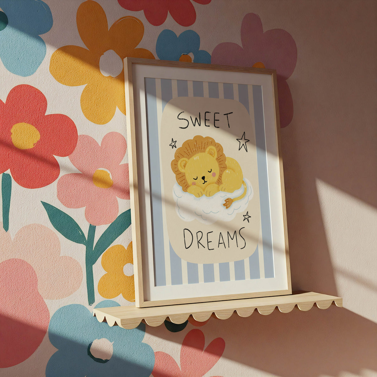 Sweet Dreams Sleeping Lion Nursery Print