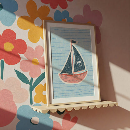Vintage Sailboat Nursery Print