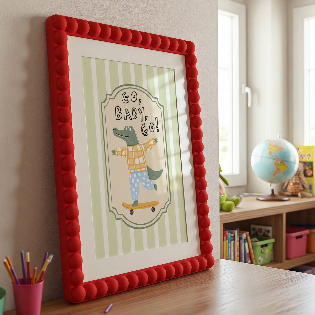 Go Baby Go Crocodile Nursery Wall Art Print