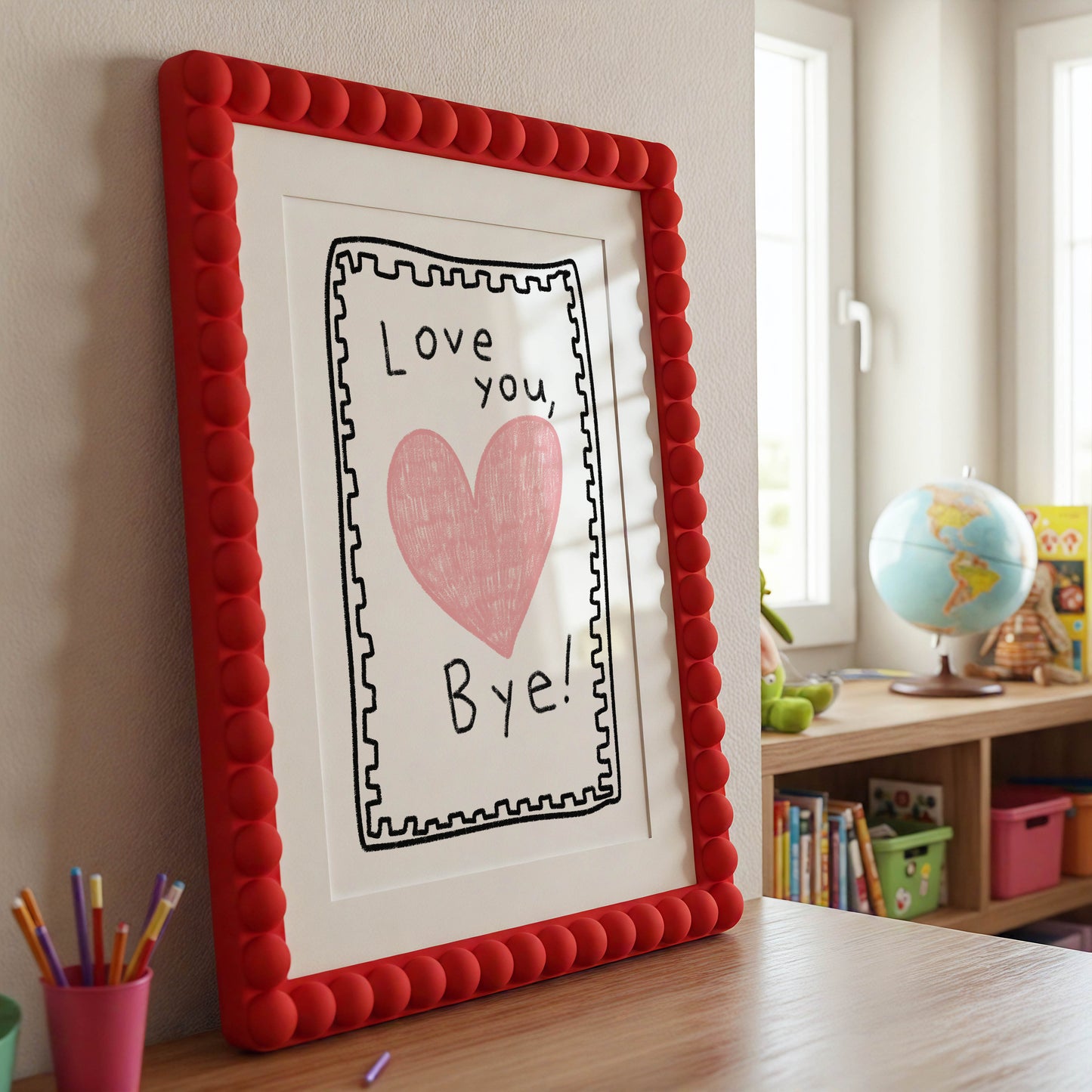 Love You, Bye! Heart Typography Print