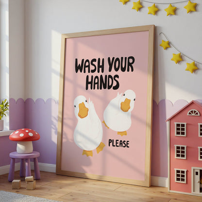Wash Your Hands Duck Bathroom Print