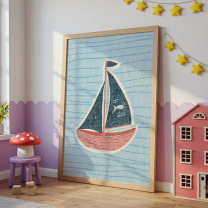Vintage Sailboat Nursery Print