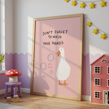 Duck Wash Your Hands Bathroom Print