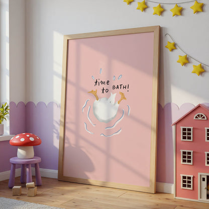 Time to Bath Duck Bathroom Print