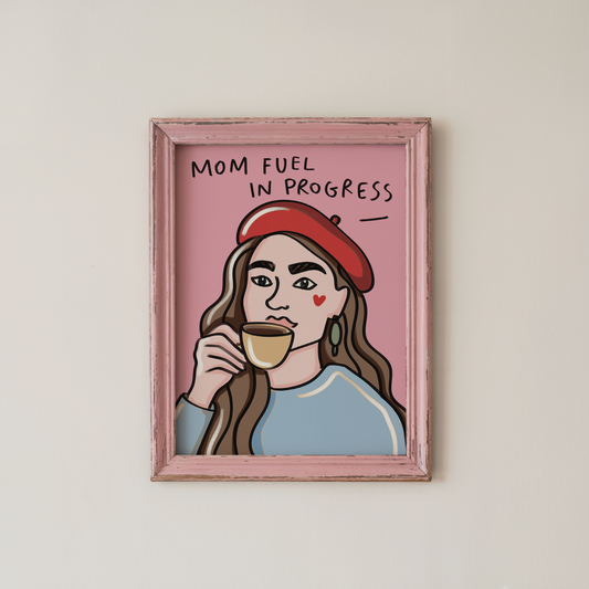 Funny Mom Wall Art Modern Pink Coffee Poster