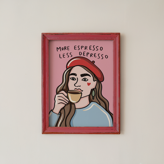 Funny coffee quote poster espresso wall art for kitchen