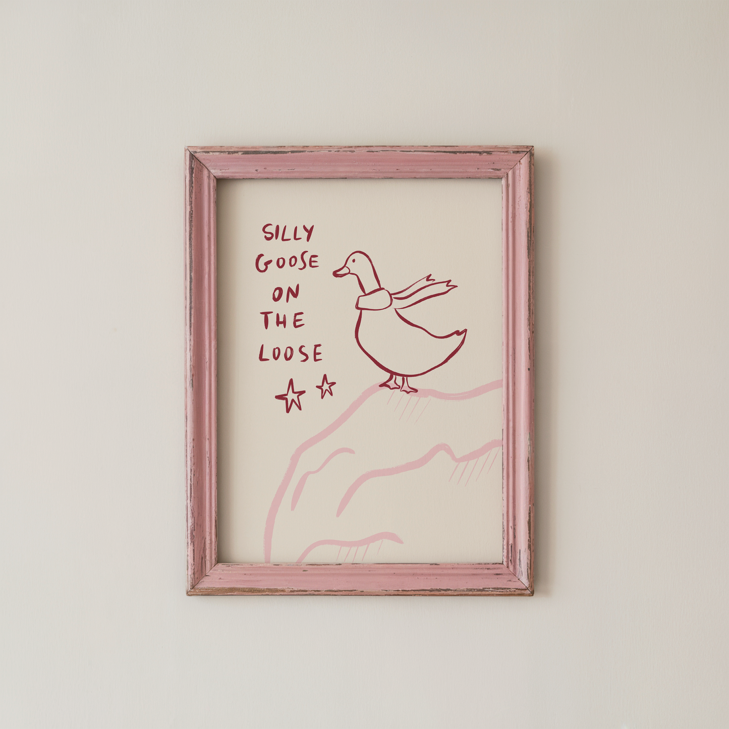 Funny Goose Wall Art Silly Goose Quote Minimalist Nursery Decor