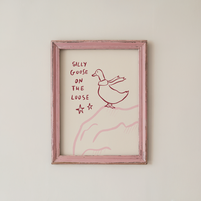 Funny Goose Wall Art Silly Goose Quote Minimalist Nursery Decor
