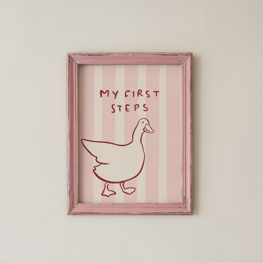 Duck Nursery Wall Art Print My First Steps Quote