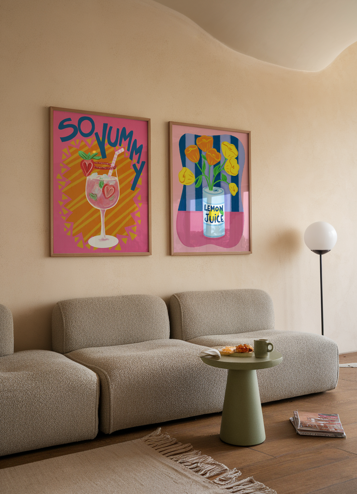 Colorful Modern Wall Art Print, Floral and Cocktail Designs