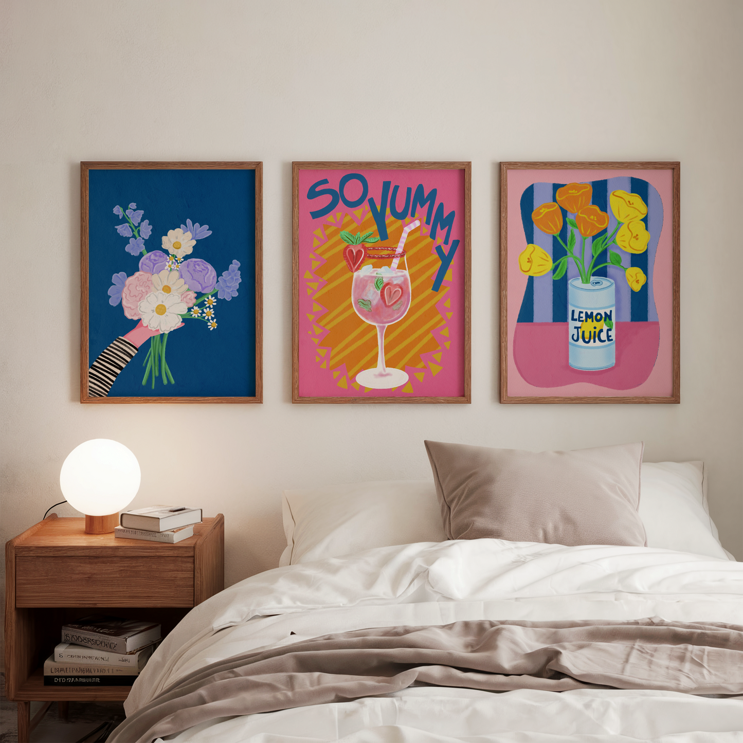 Colorful Modern Wall Art Print, Floral and Cocktail Designs