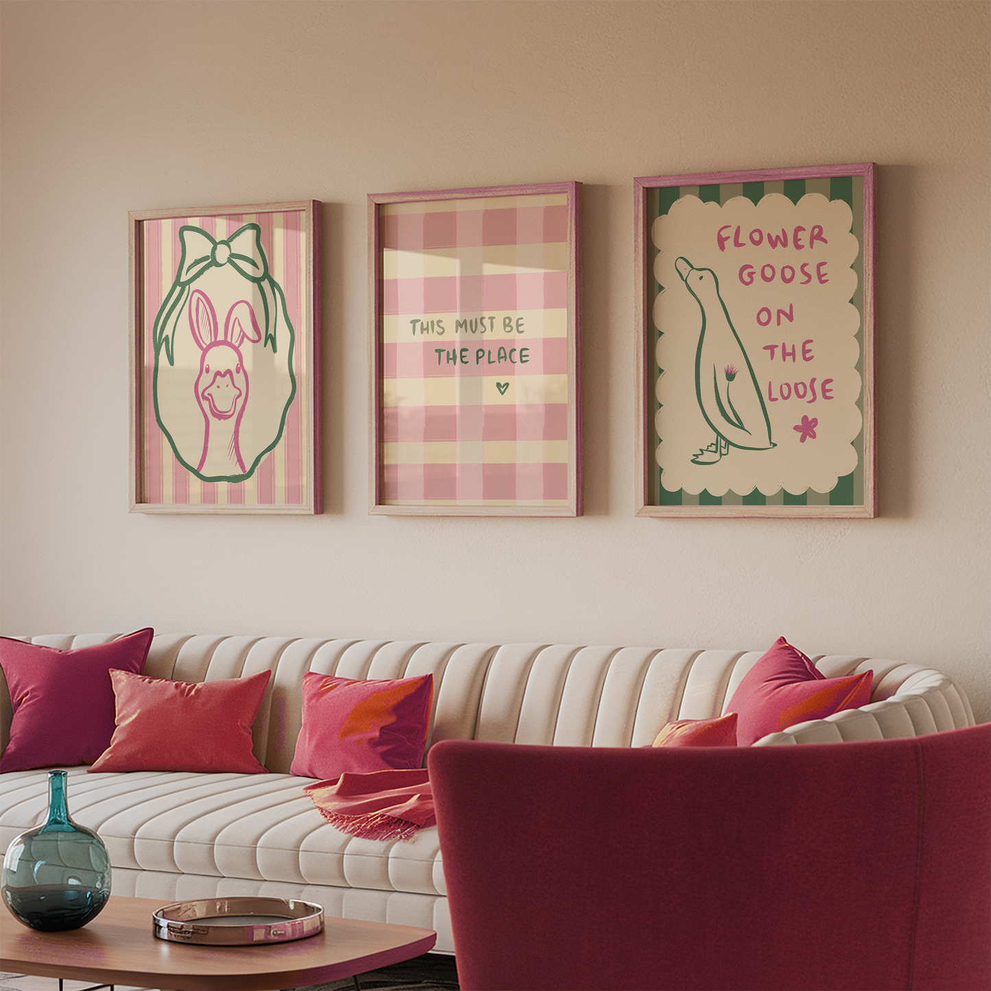 Pink Gingham Wall Art Quote Print This Must Be The Place