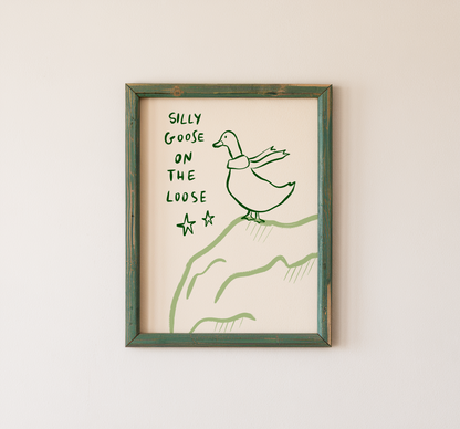 Funny Goose Wall Art Silly Goose Quote Minimalist Nursery Decor