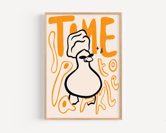 Time to Sparkle Poster – Funny Duck Illustration Wall Art
