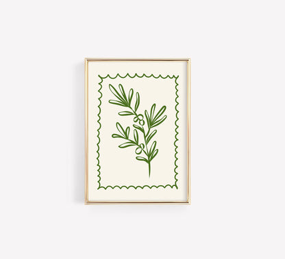 Olive Branch Poster – Minimalist Botanical Wall Art
