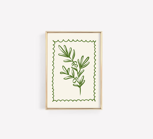 Olive Branch Poster – Minimalist Botanical Wall Art