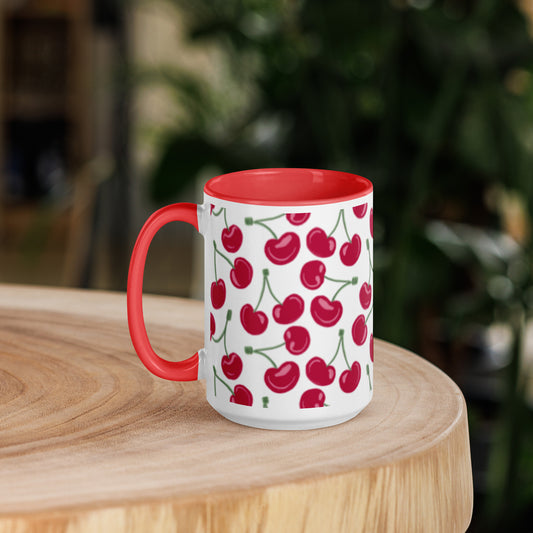 Cherry Pattern Ceramic Mug – Cute Coffee Cup 15oz