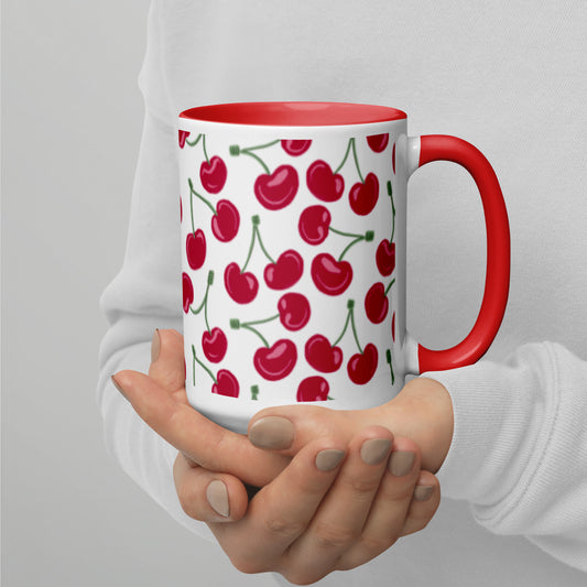 Cherry Pattern Ceramic Mug – Cute Coffee Cup 15oz